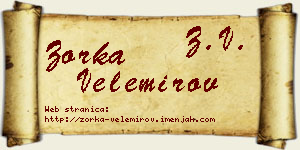 Zorka Velemirov vizit kartica